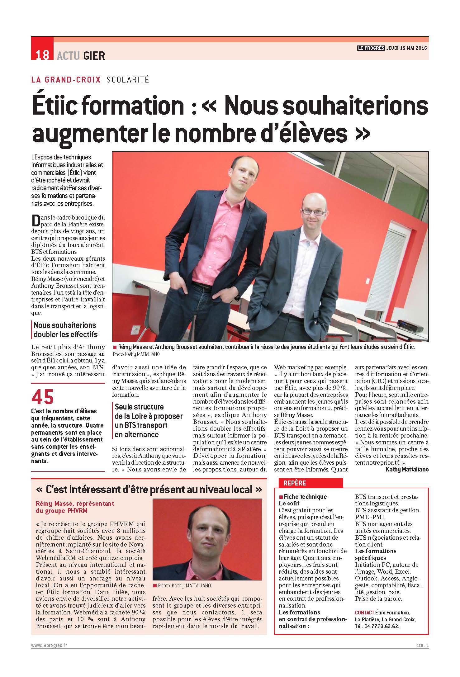 Article du jeudi 19 Mai 2016